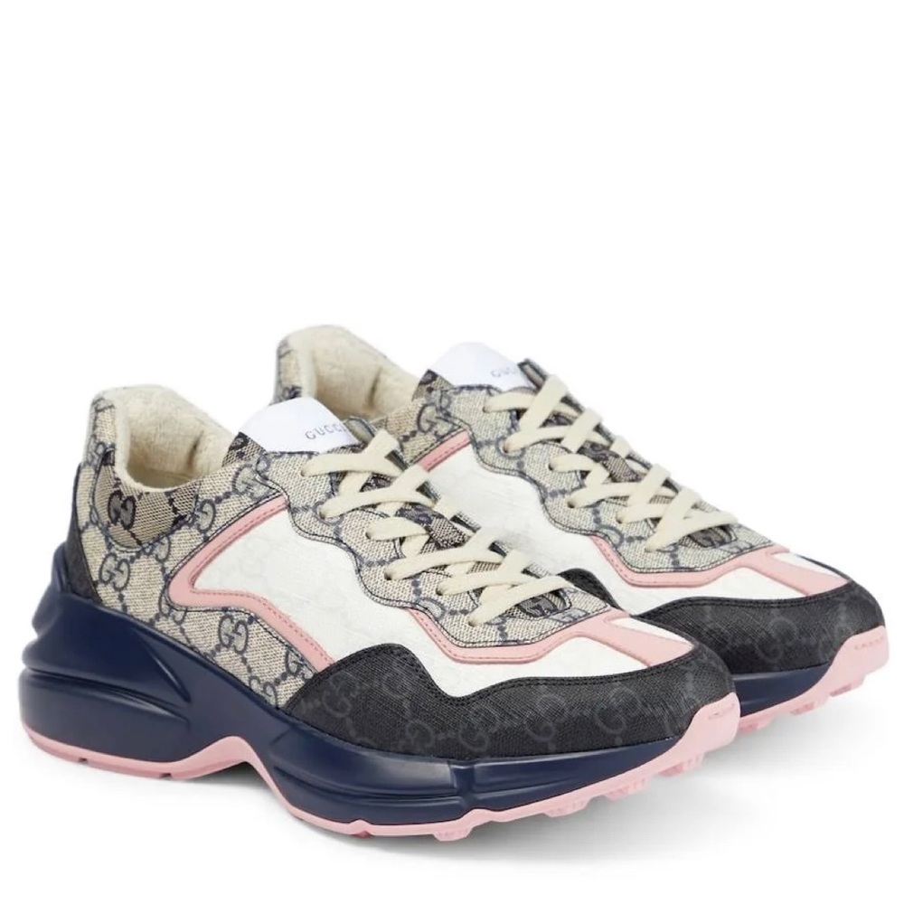 Gucci Women's Sneakers in Pink, Navy, and Cream